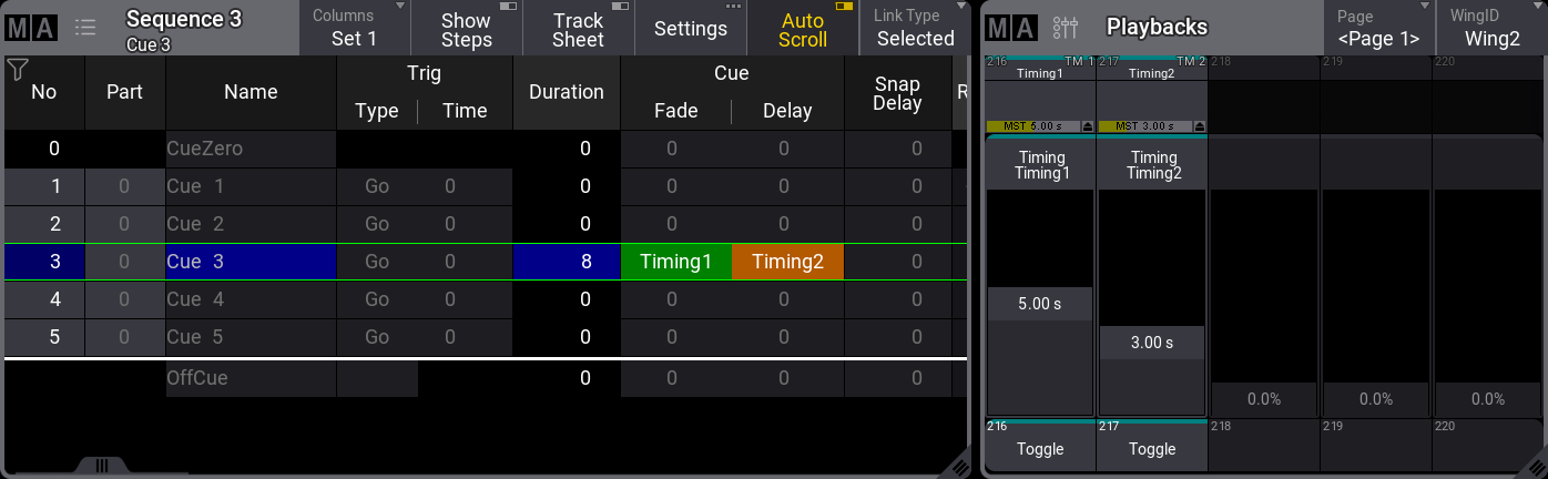 Example showing the Timing masters in use.