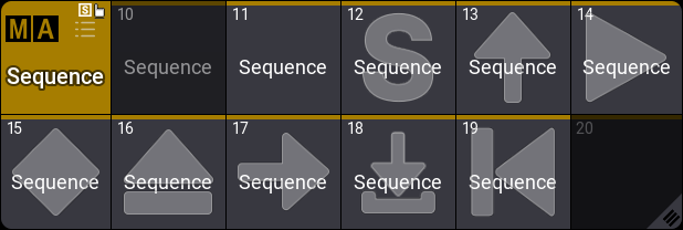 The sequence pool showing the different object action overlays.