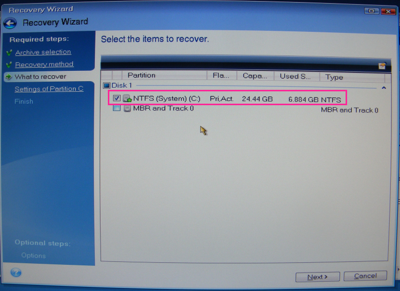 Partition selection