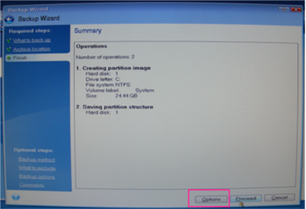 Backup summary
