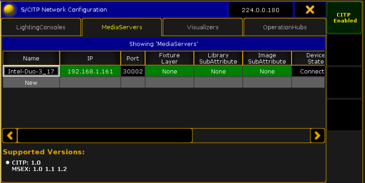 CITP Network Configuration at the desk