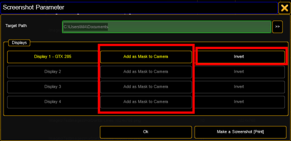 Screenshot parameter