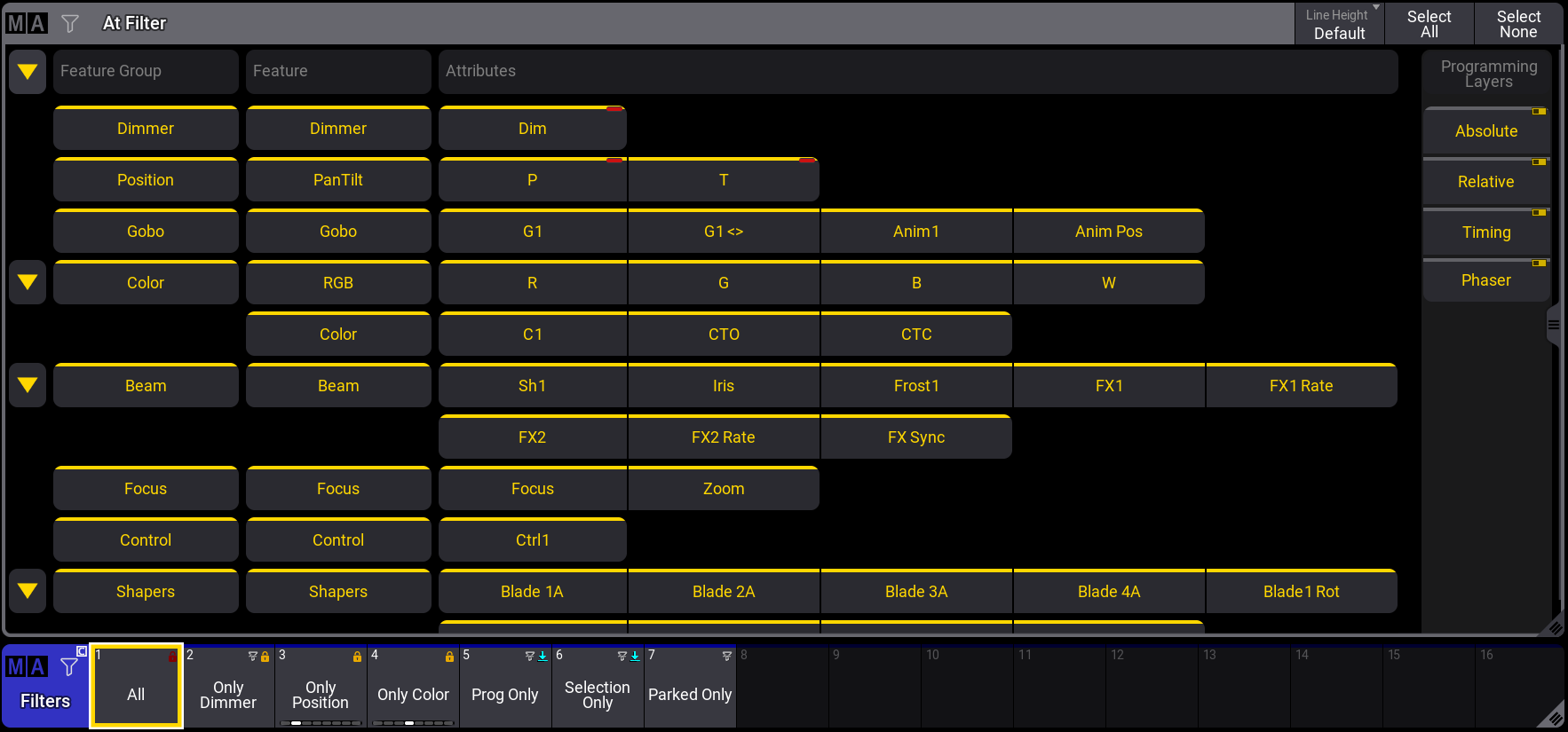 At Filter window and Filter pool with a default All filter enabled.?